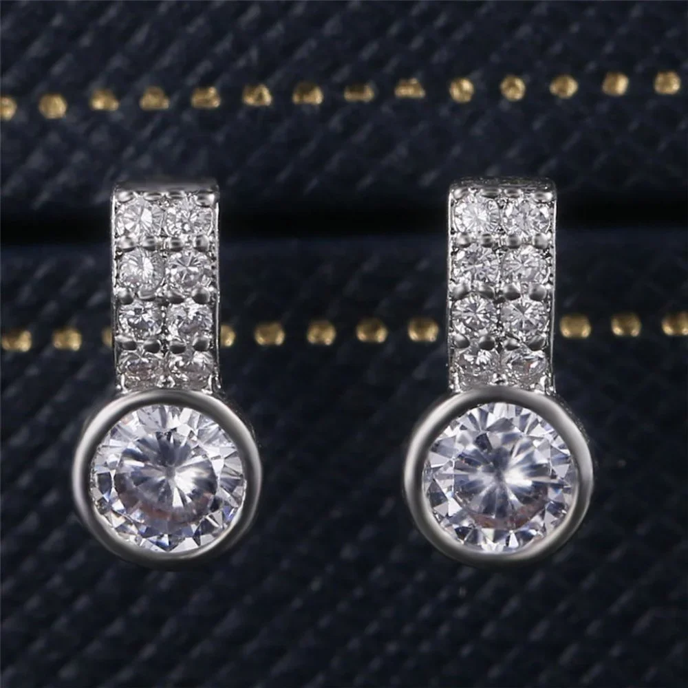 - 💕 Super Shiny Double Row CZ New Trends Stud Earrings, GPMB1449 - Picture 2 of 6